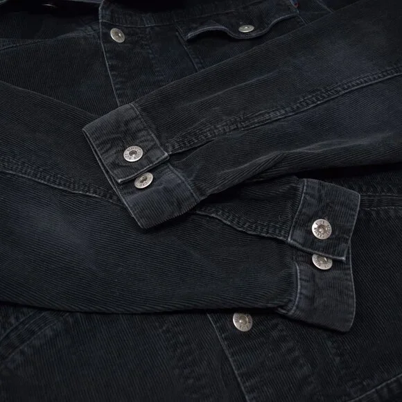 Canyon River Blues Corduroy Jacket Men Large Button Up Black Casual Cozy Outdoor - Picture 4 of 12